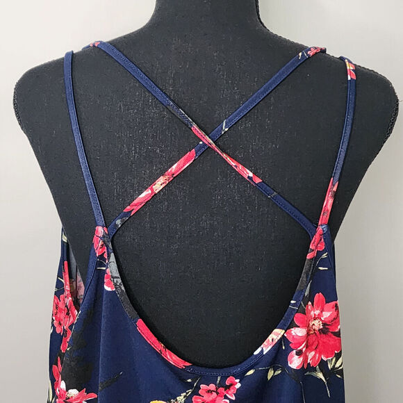 Papermoon Basima Strappy Back Navy Pink‎ Floral Tank Top Women's Size 3X - NWT - Picture 3 of 5